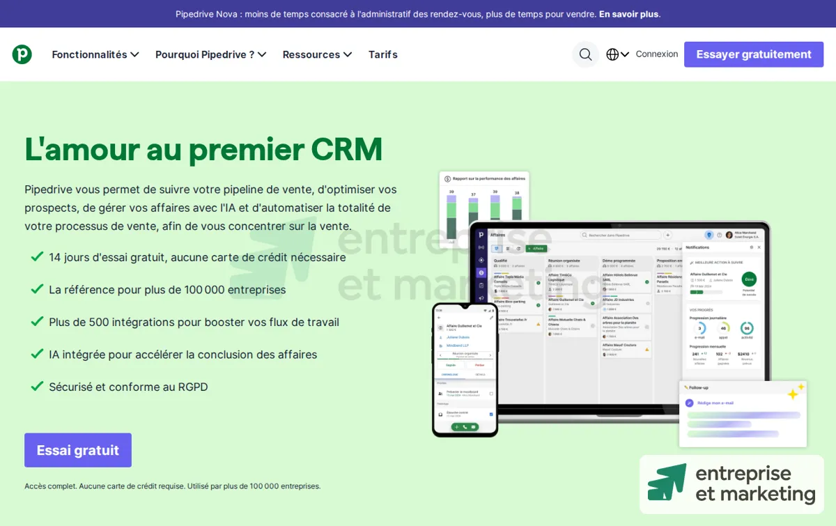 Capture : CRM de vente et logiciel de gestion de pipeline | Pipedrive
